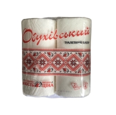 Папір туалетний ОБУХІВСЬКИЙ на гільзі 2 шаровий білий /4