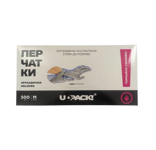 Рукавиці поліетиленові сині з тисненням LDPE М 1,7г/шт (500шт/уп) (10уп/ящ)