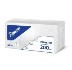 Серветки паперові Papero 2шар. 240*240мм 200арк білі (NS026) (1/16)