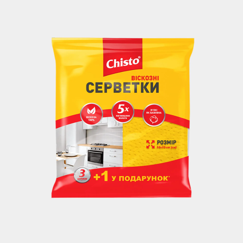 Серветки кухонні Chisto віскозні 3+1 шт