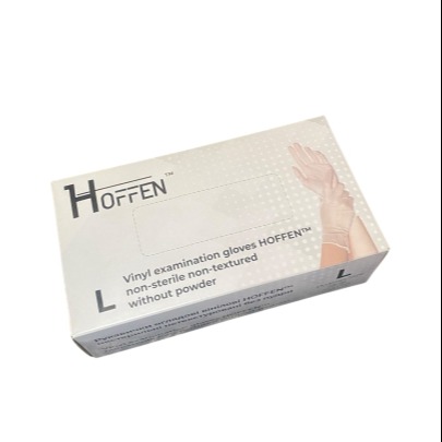 Рукавиці вініл, нестерильні, неопудрені, прозорі L (100шт/уп) (10уп/ящ)