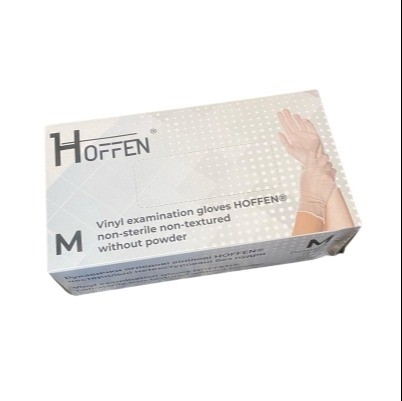 Рукавиці вініл, нестерильні, неопудрені, прозорі М (100шт/уп) (10уп/ящ)
