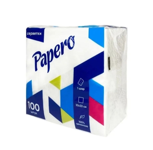 Серветка паперова Papero 1-шар 240*240мм 100арк білі
